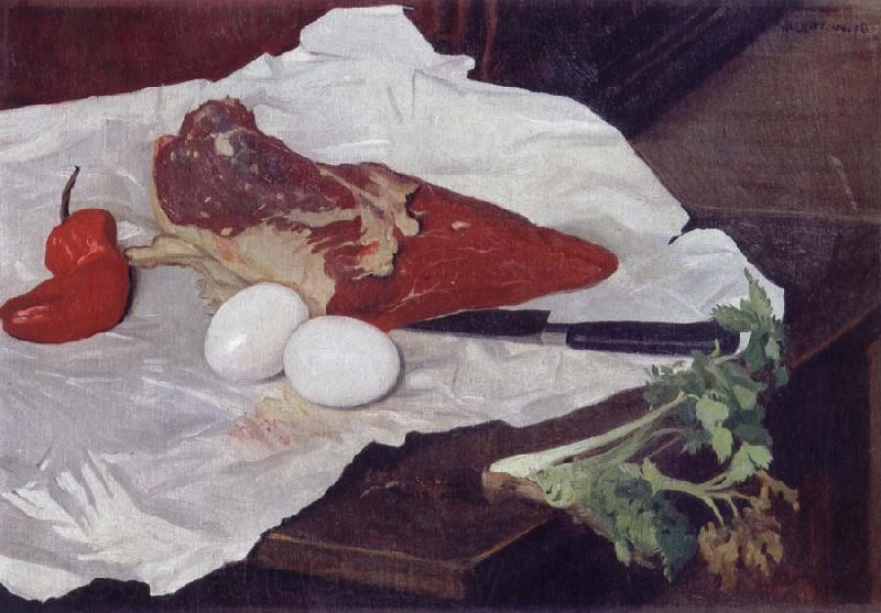 Felix Vallotton Still life with Meat and eggs Norge oil painting art